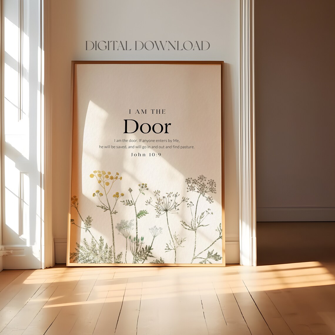 John 10:9 I Am The Door Wildflower Botanical Christian Bible Verse Poster - Image 4