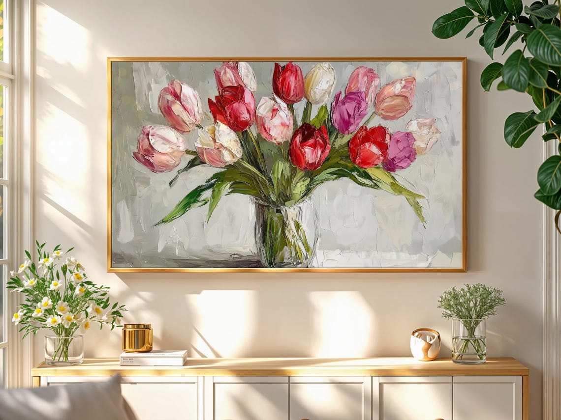 Spring Tulips, Modern Flower Painting - Image 2
