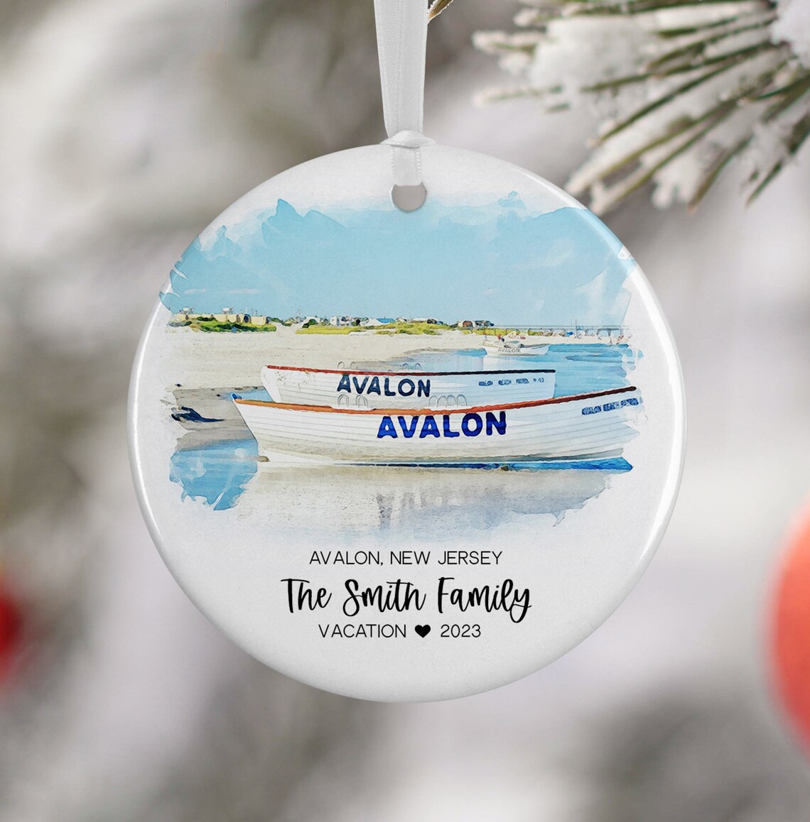 Avalon New Jersey Personalized Shore Vacation Ornament