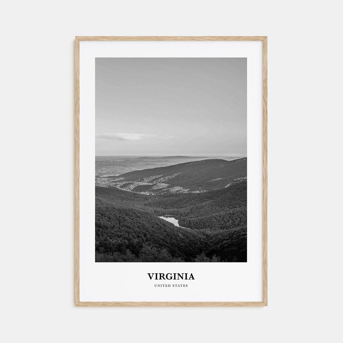 Virginia Mountain Overlook With River Bend Black White Poster