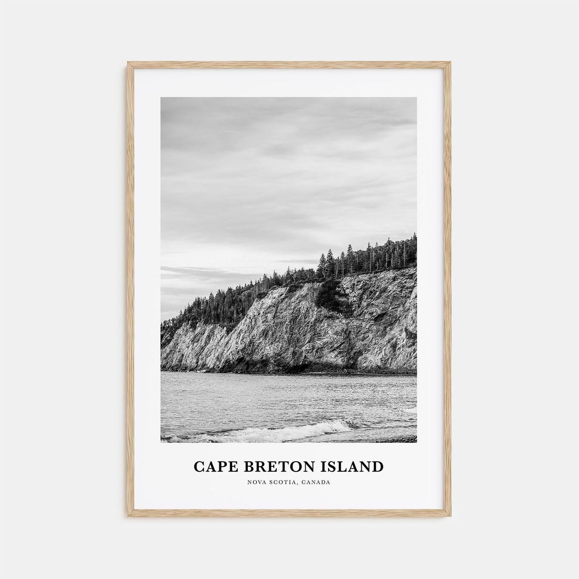 Cape Breton Island Nova Scotia Rocky Coast Monochrome Poster