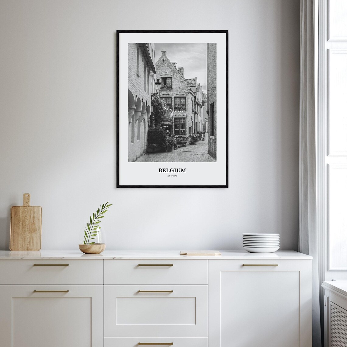 Charming Belgian Cobblestone Street With Old Corner Café Travel Poster - Image 2