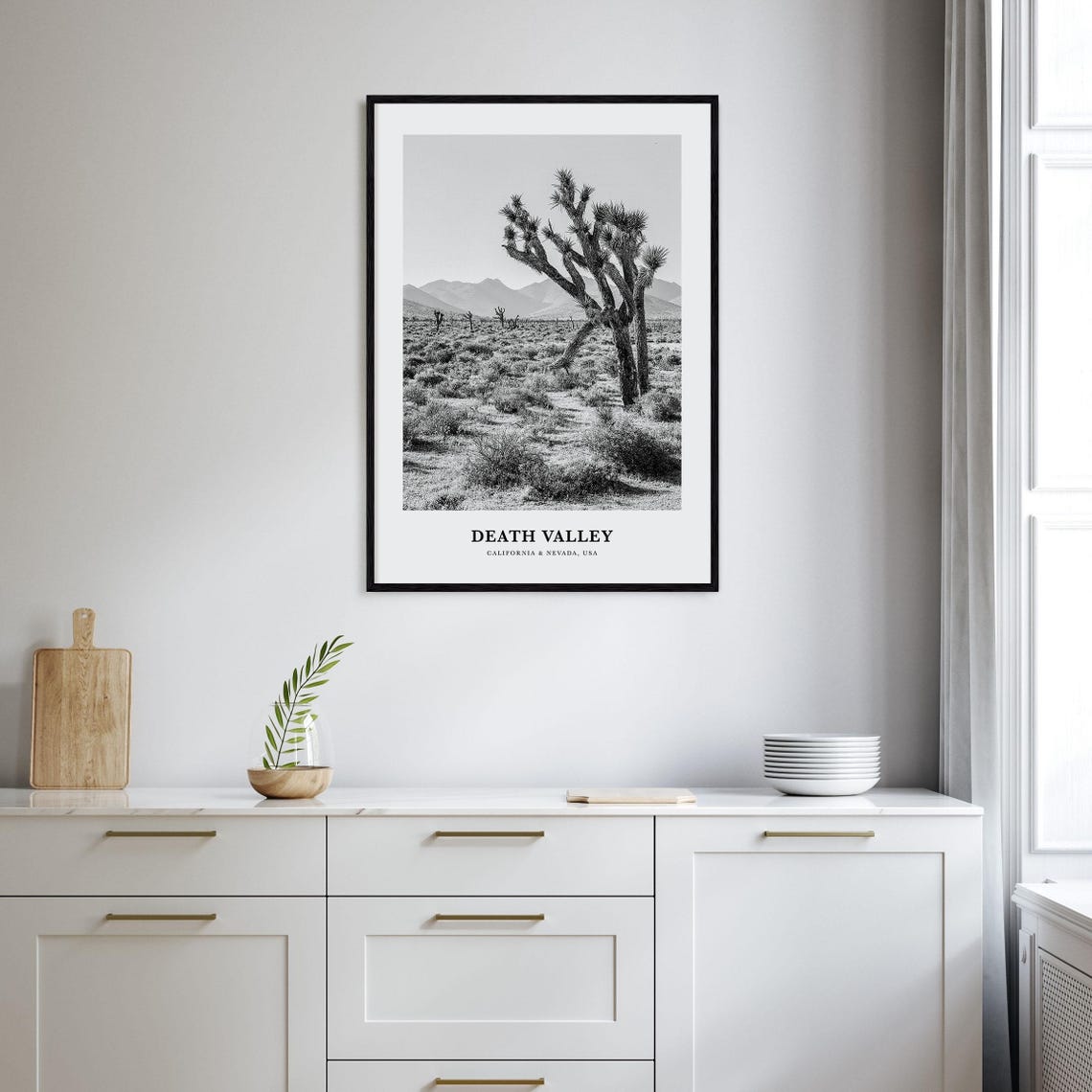 Death Valley Joshua Tree Desert Landscape Monochrome Photo Poster - Image 2
