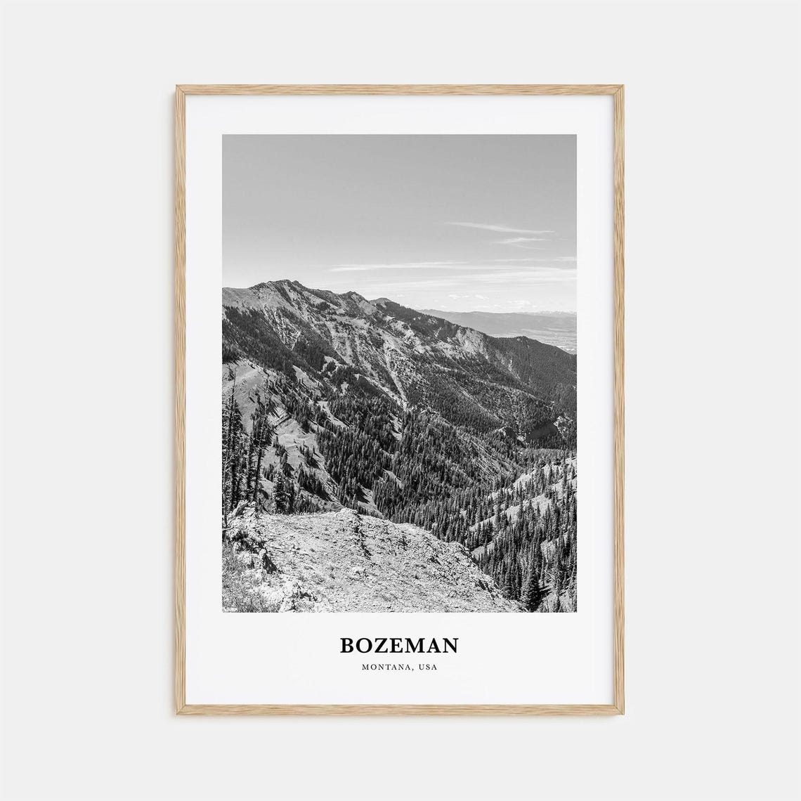 Bozeman Montana Mountain Valley Bridger Range Black and White Poster