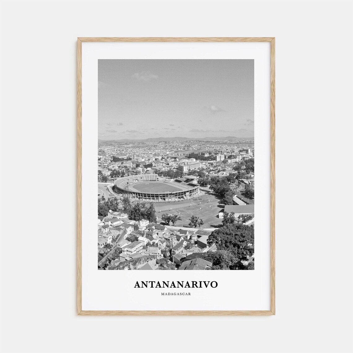 Antananarivo Madagascar Aerial City View with Stadium Black Poster