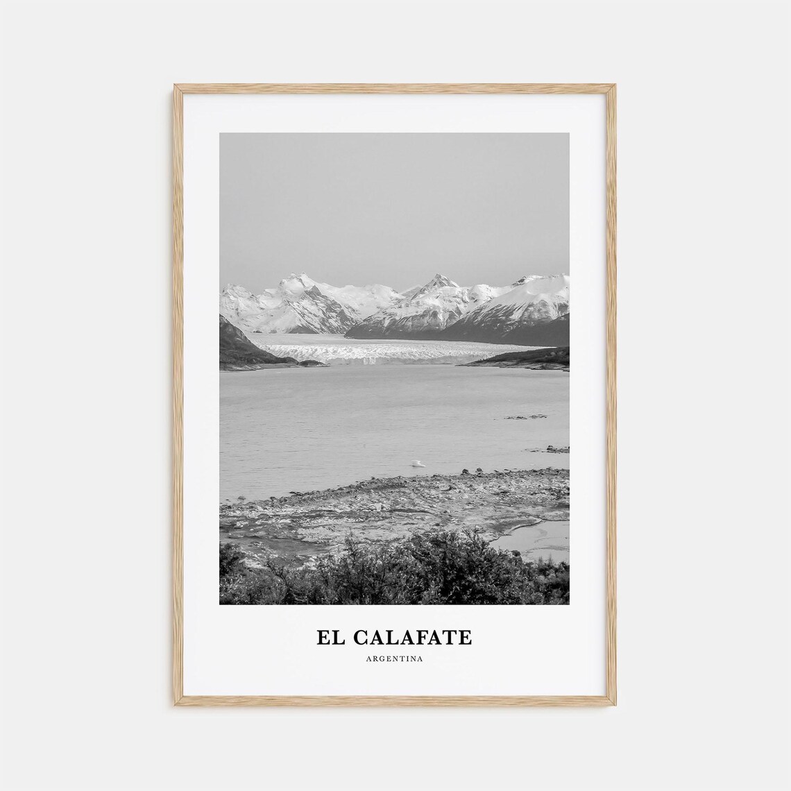 El Calafate Argentina Glacier Lake Andes Black White Photo Poster
