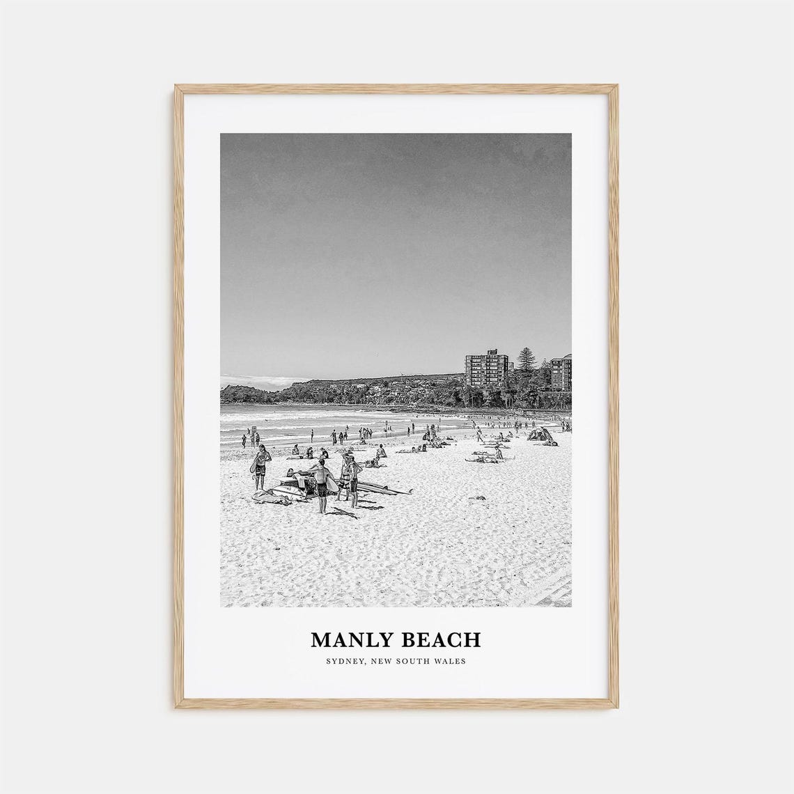 Manly Beach Crowded Shoreline Sydney Australia Travel Poster