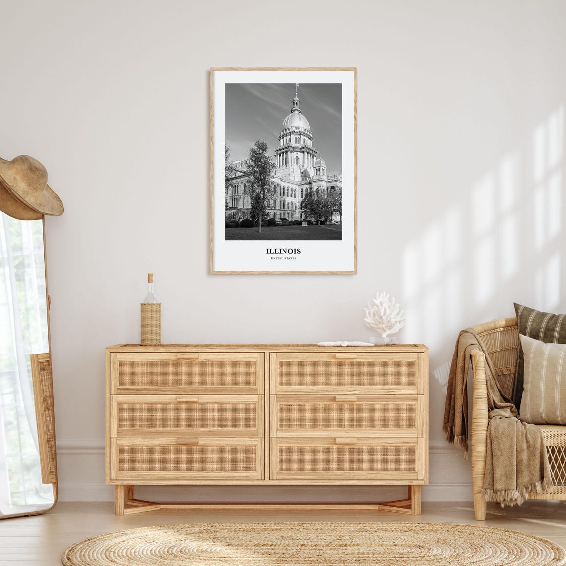 Illinois State Capitol Springfield Black and White Photo Print - Image 3