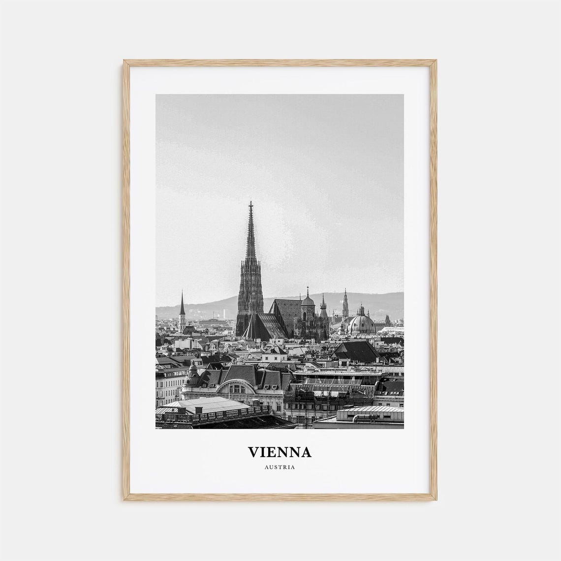 Vienna Austria St Stephen's Cathedral Skyline Black and White Poster