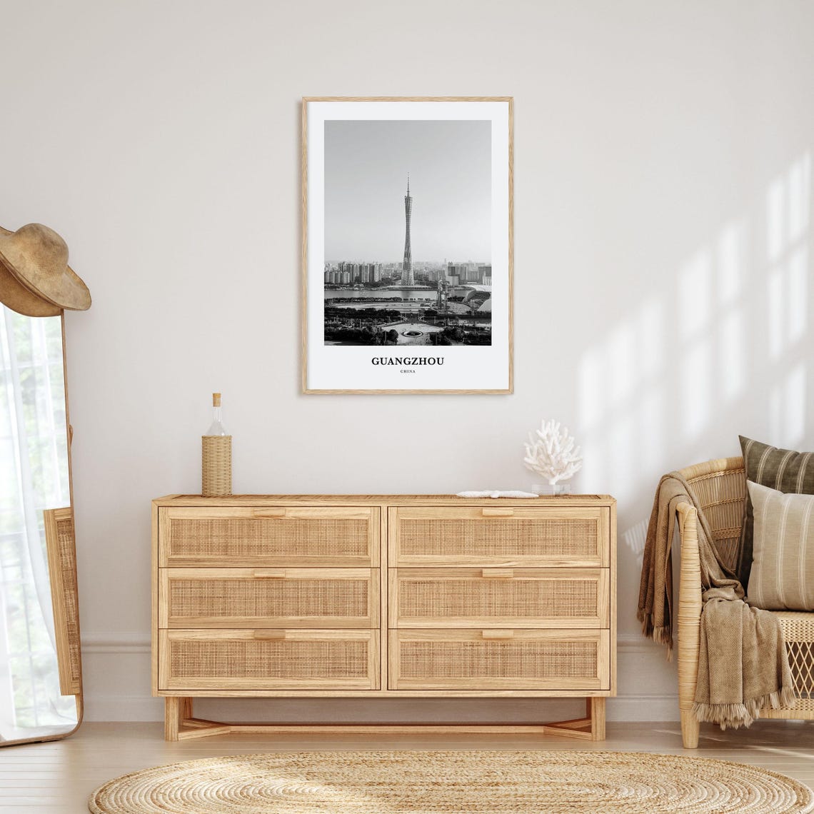 Guangzhou China Canton Tower Black and White Architecture Poster - Image 3