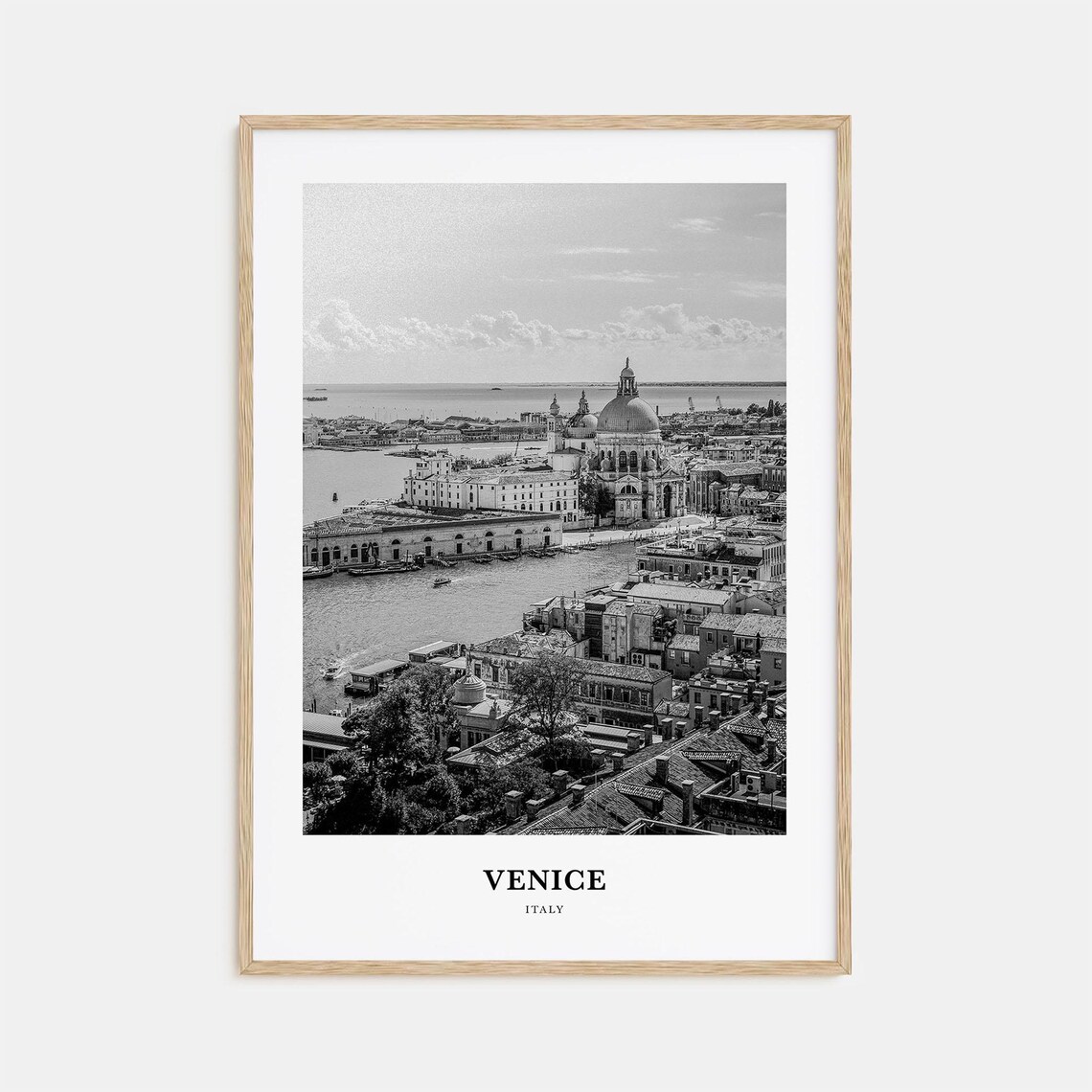 Venice Italy Aerial Grand Canal Lagoon Panorama Monochrome Poster