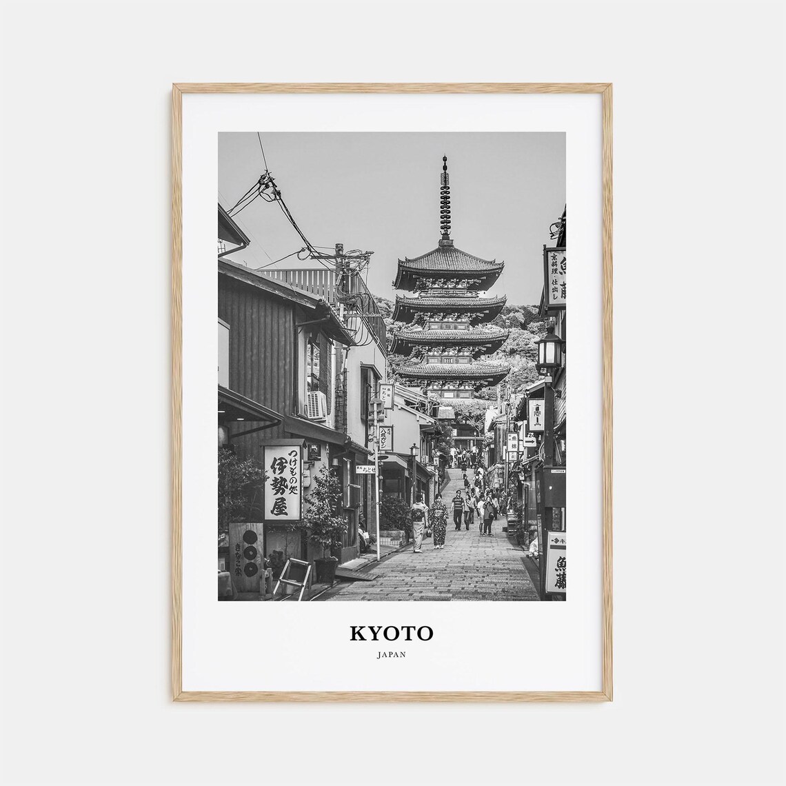 Kyoto Yasaka Pagoda Street Black And White Japan Temple Poster