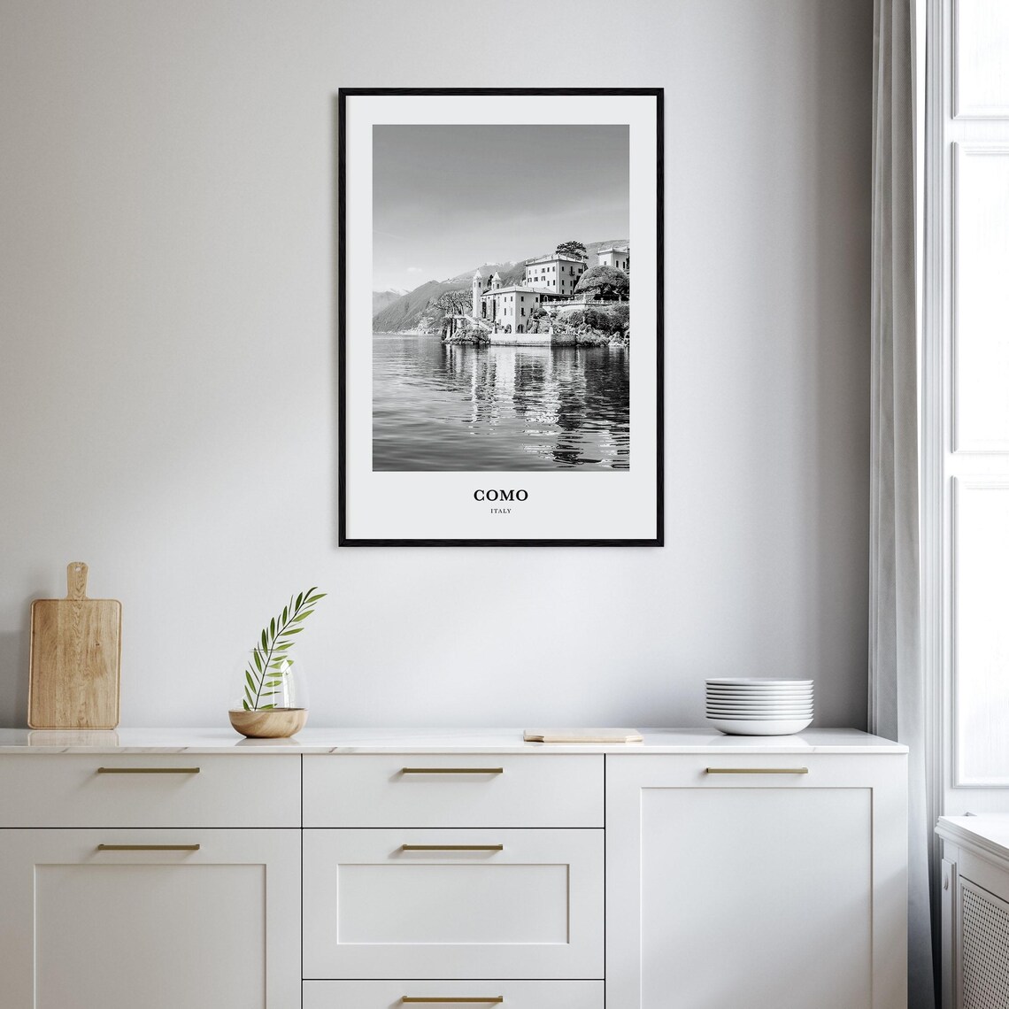 Lake Como Italy Lakeside Village and Church Waterfront Poster - Image 2