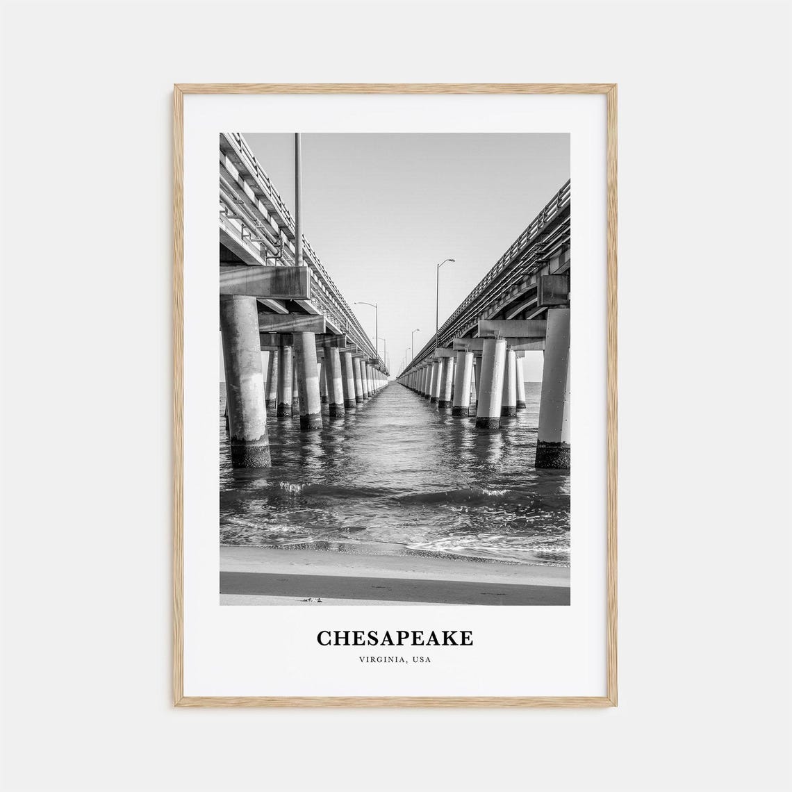 Chesapeake Virginia Bay Bridge Viewed from Below Ocean Poster