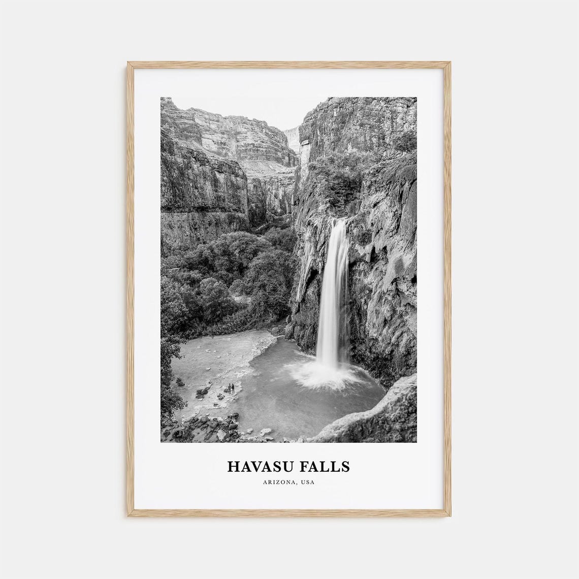 Havasu Falls Arizona Grand Canyon Waterfall Black White Poster