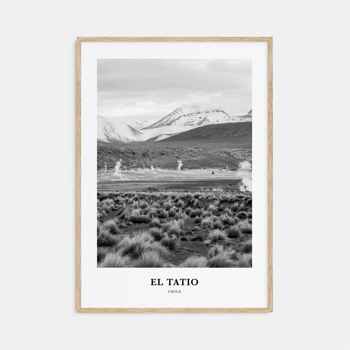 El Tatio Chile Geyser Field Steaming Vents Black White Photo Poster