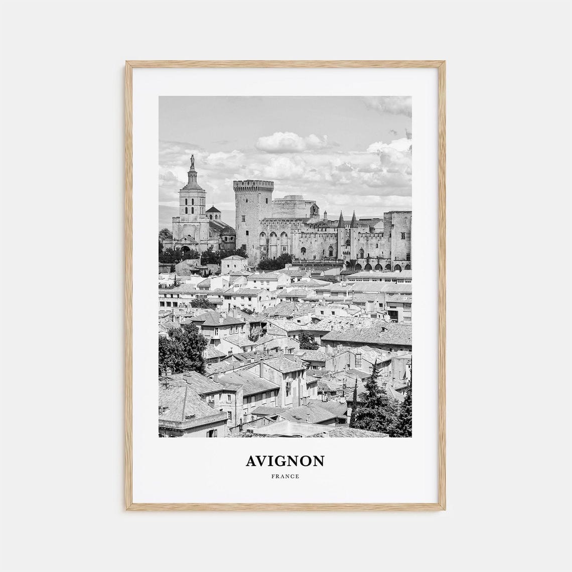 Avignon France Palais des Papes Old Town Black and White Poster
