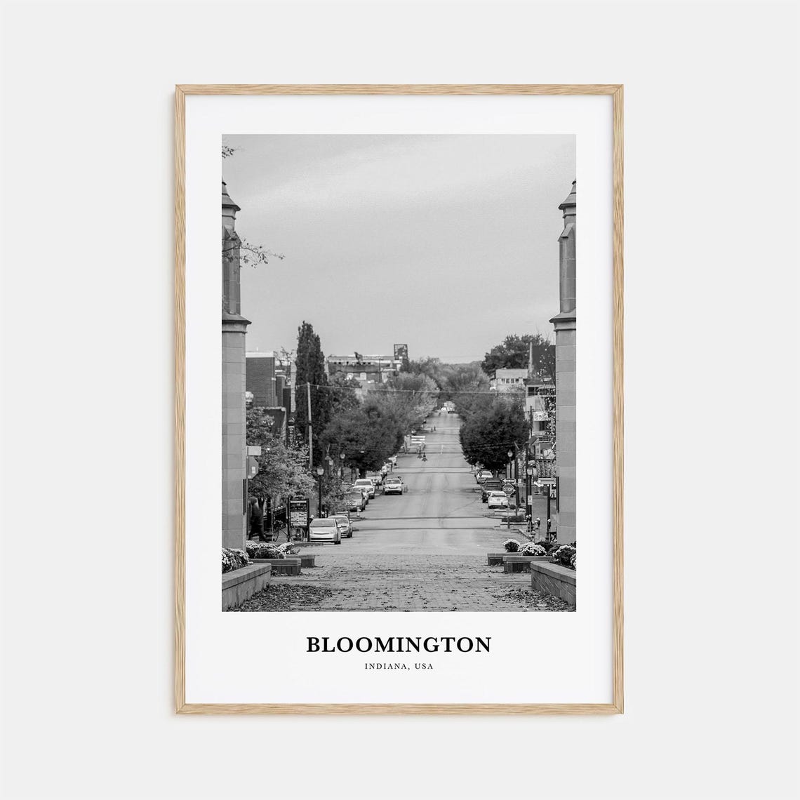 Bloomington Indiana University Campus Street Black White Poster