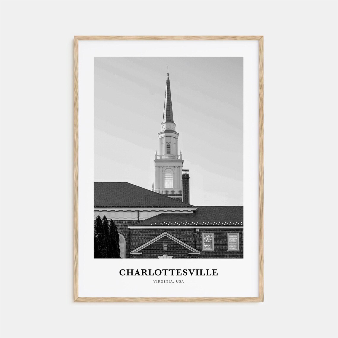 Charlottesville Virginia Historic Church Steeple Scene Poster