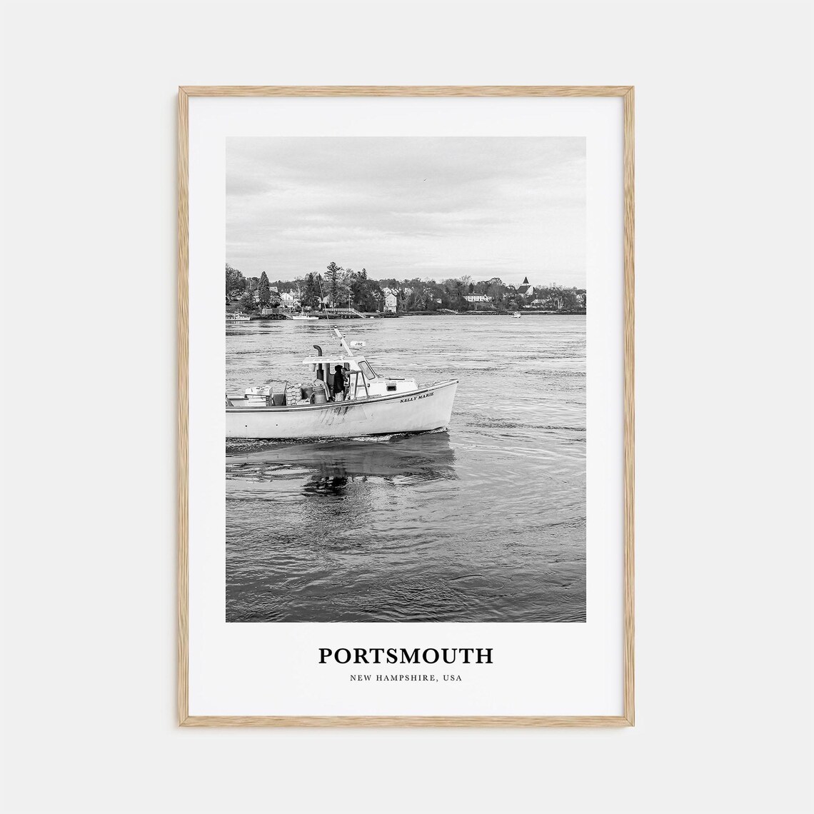Portsmouth New Hampshire Harbor Fishing Boat Scene Travel Poster