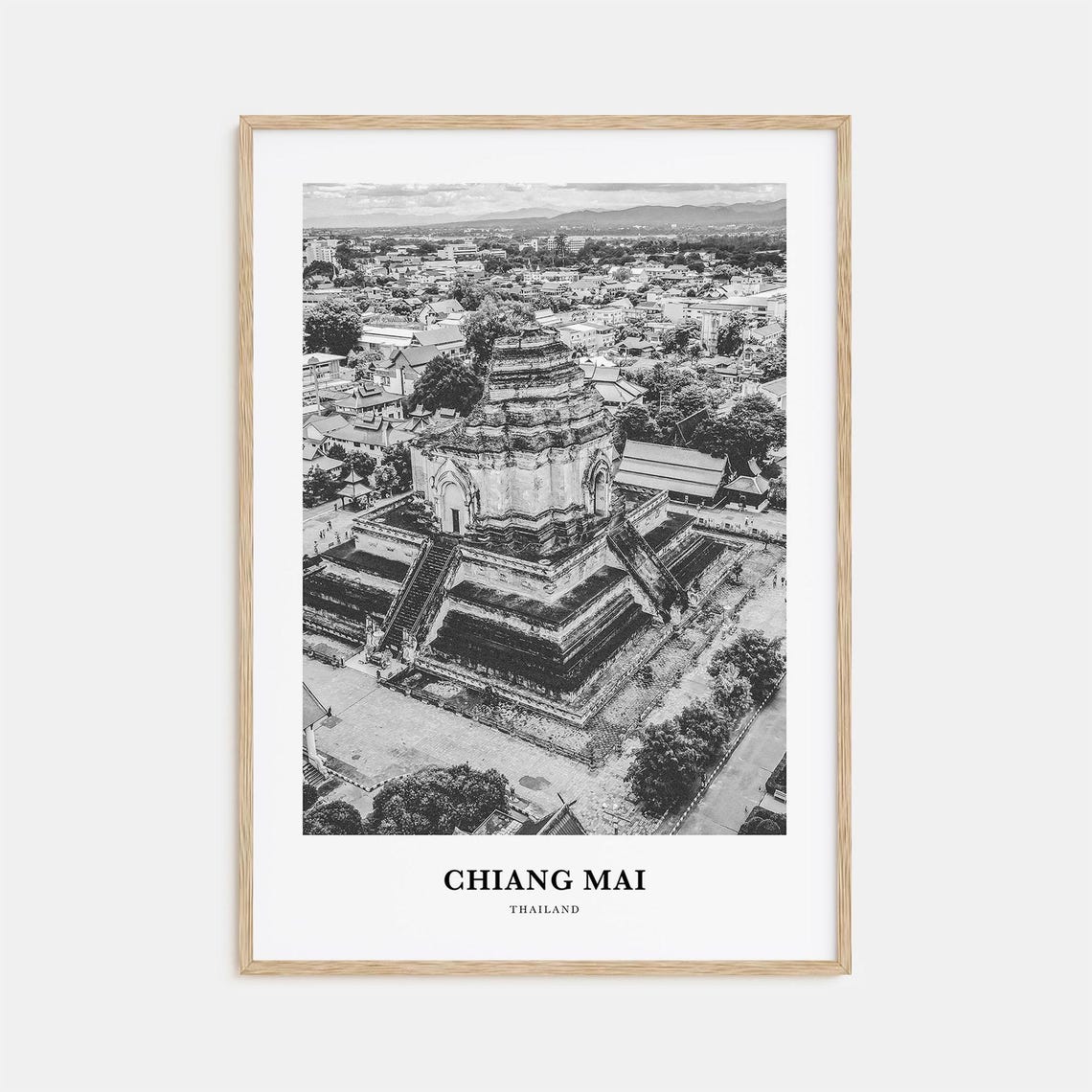 Chiang Mai Thailand Ancient Temple Aerial City View Scene Poster