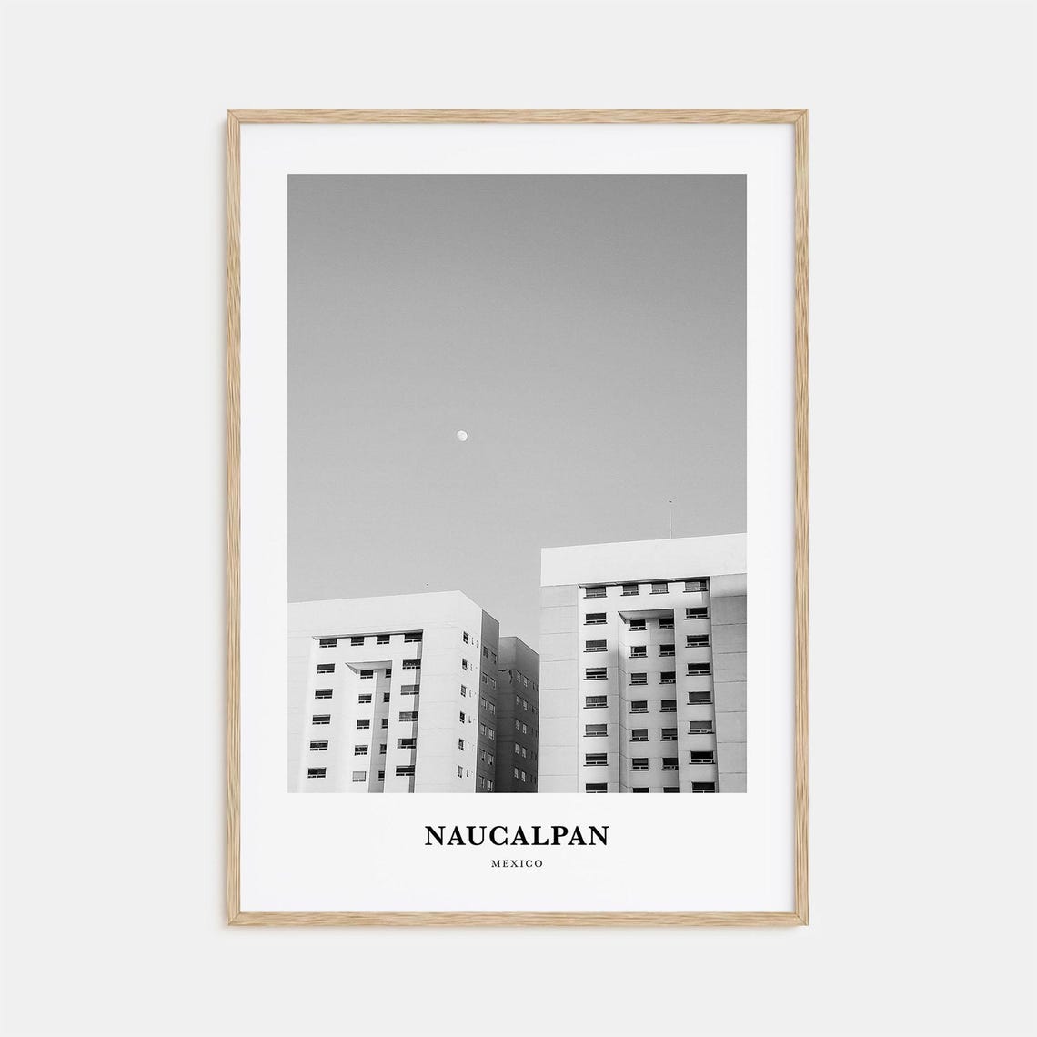 Naucalpan Mexico White Apartment Blocks Black And White Travel Poster
