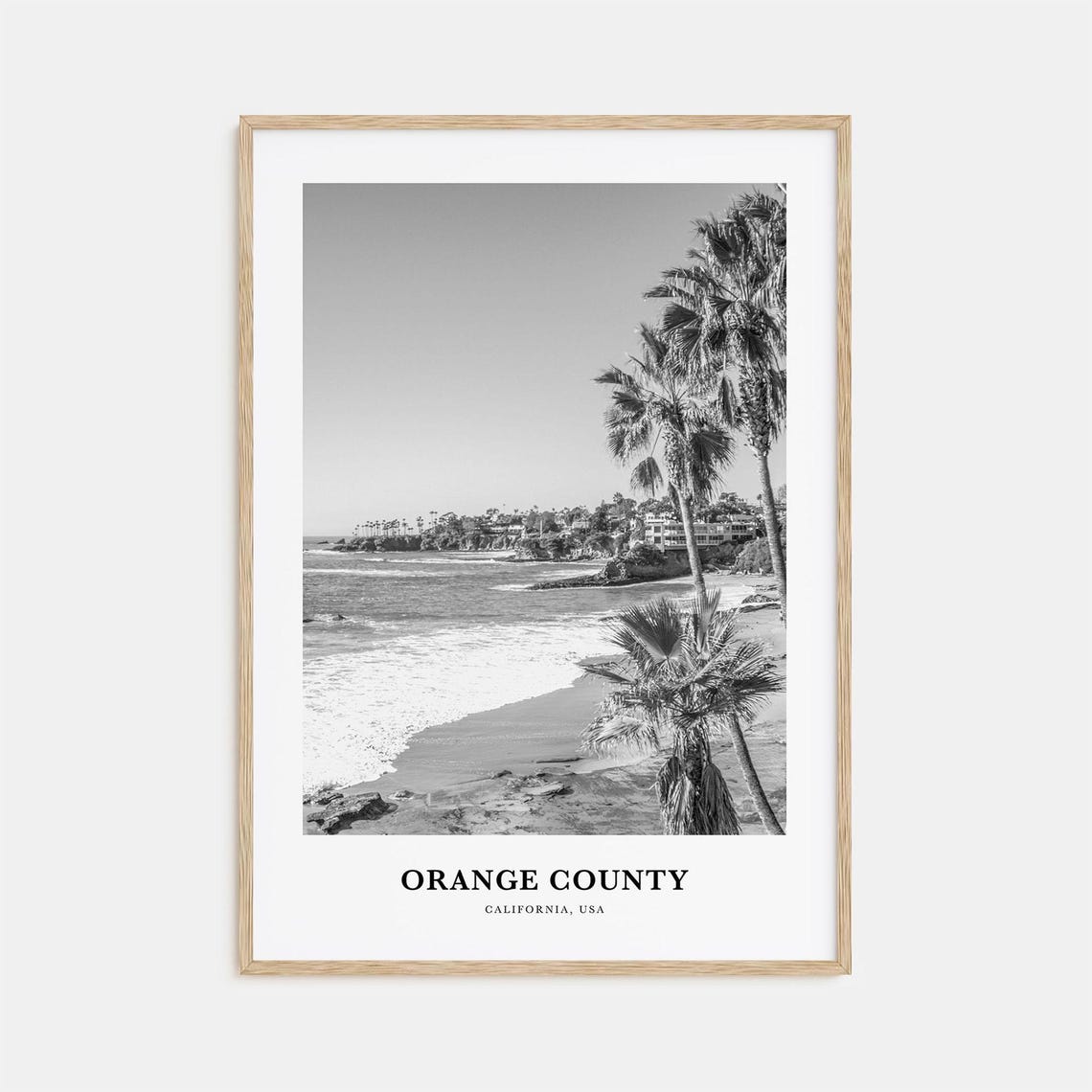 Orange County Palm Lined Beach Coastline California USA Travel Poster