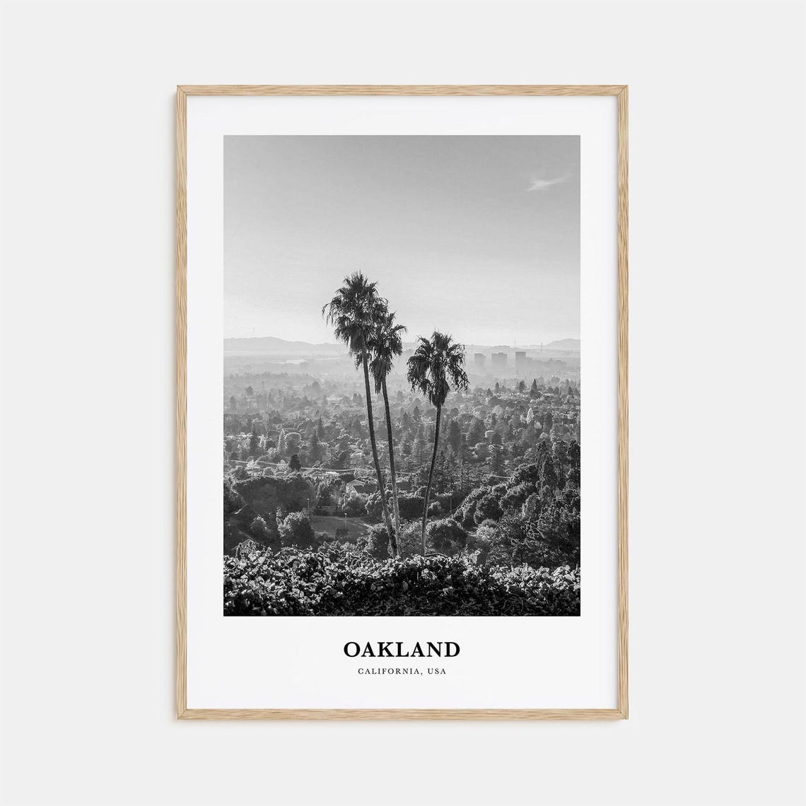 Oakland California City Panorama with Tall Palm Trees Photo Poster