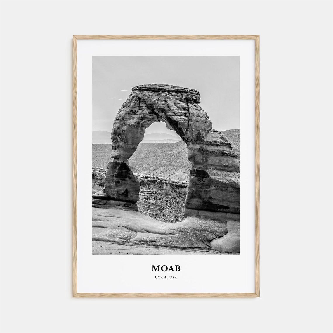 Moab Utah Delicate Arch Sandstone Landmark Black White Poster