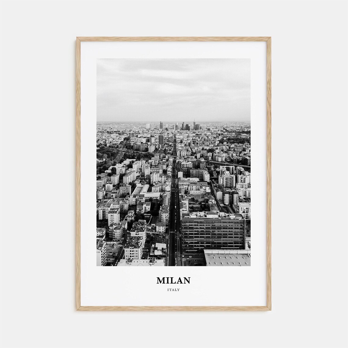 Milan Italy Aerial Cityscape Black And White Urban Photography Poster