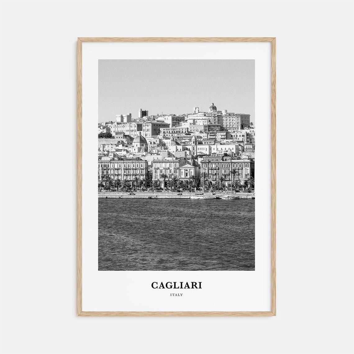 Cagliari Italy Harbor Hill Cityscape Sardinia Monochrome Poster