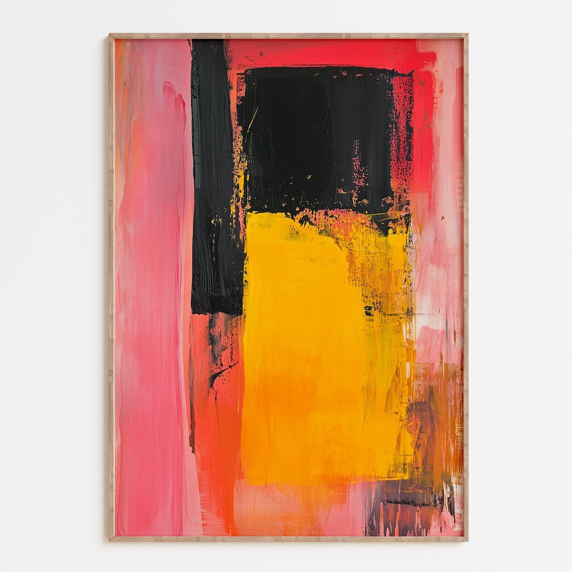 Rothko Style Abstract Pink Yellow Black Color Field Painting Print