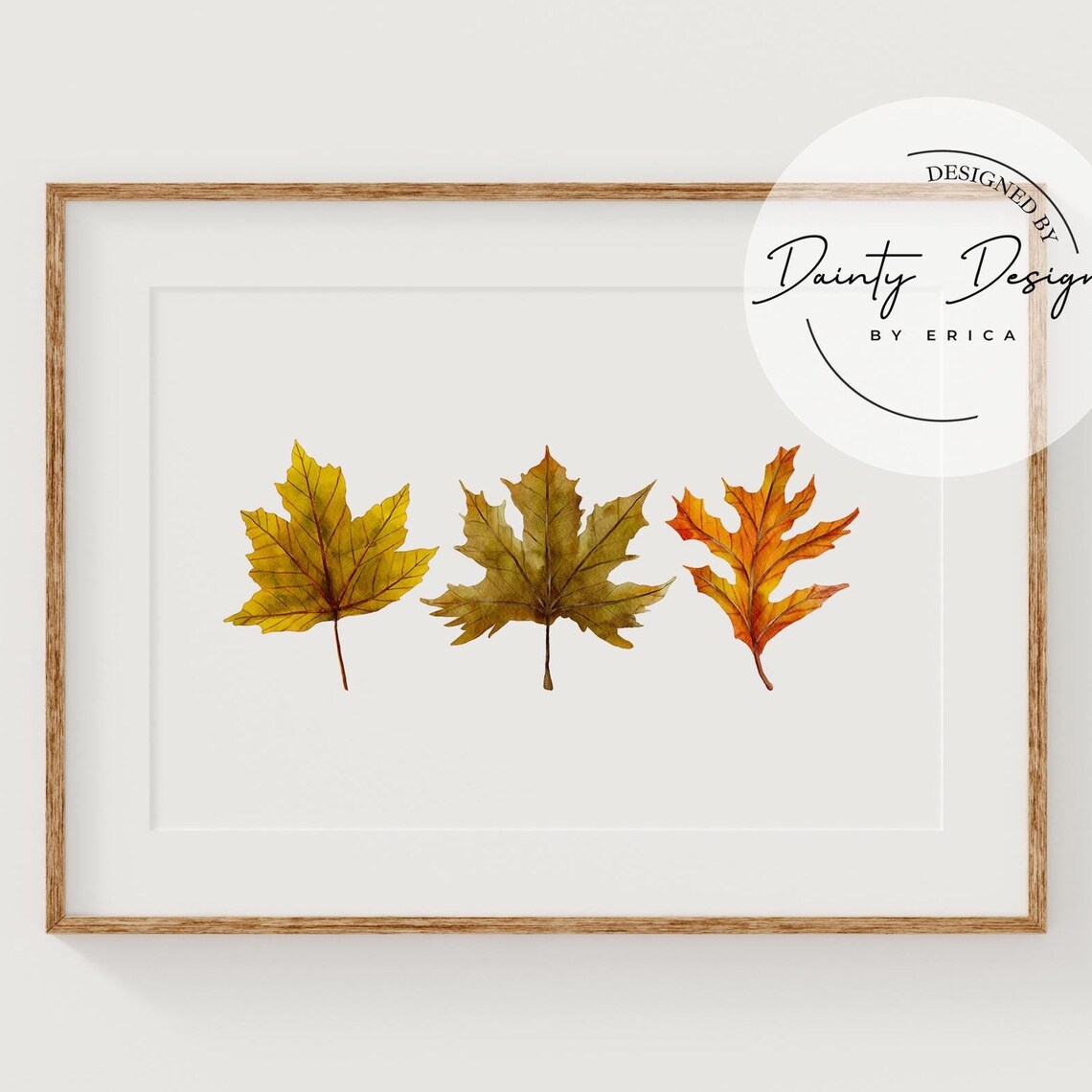 Watercolor Fall Leaves Trio Autumn Botanical Nature Art Poster