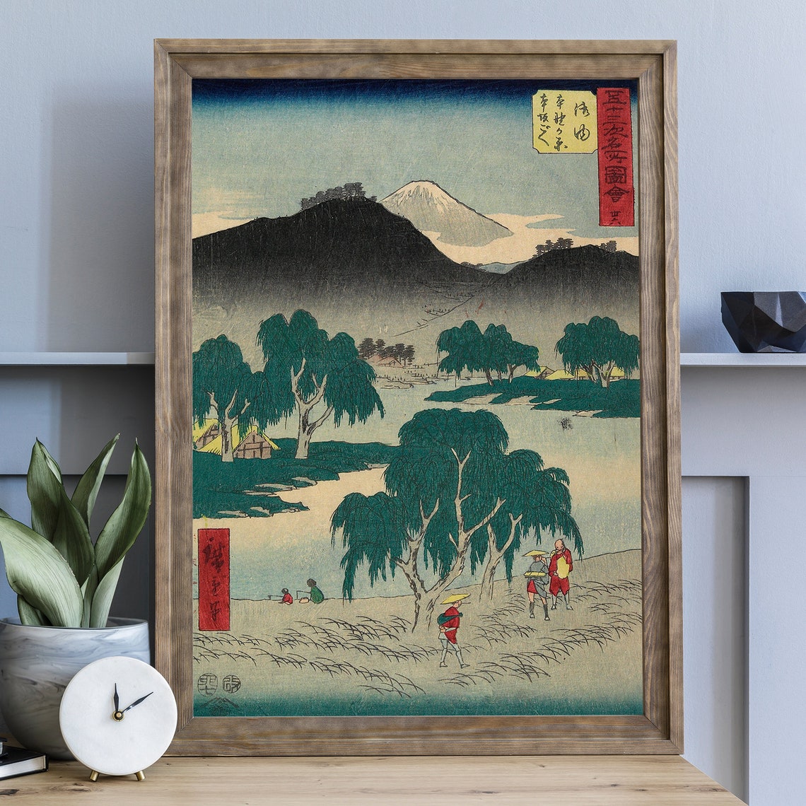 Hiroshige Mount Fuji Willow Lake Travelers Japanese Art Poster - Image 2