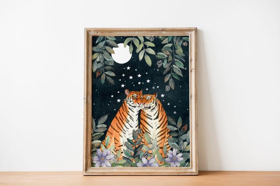 Tiger Art Print, Jungle Nursery Wall Decor