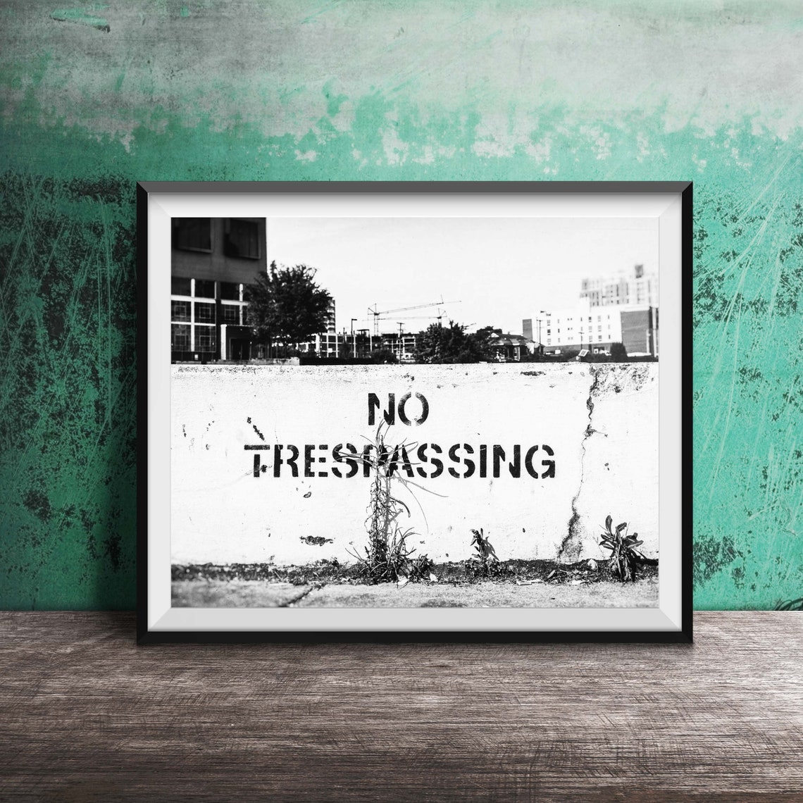 No Trespassing Stenciled Urban Concrete Wall Photo Art Poster - Image 2