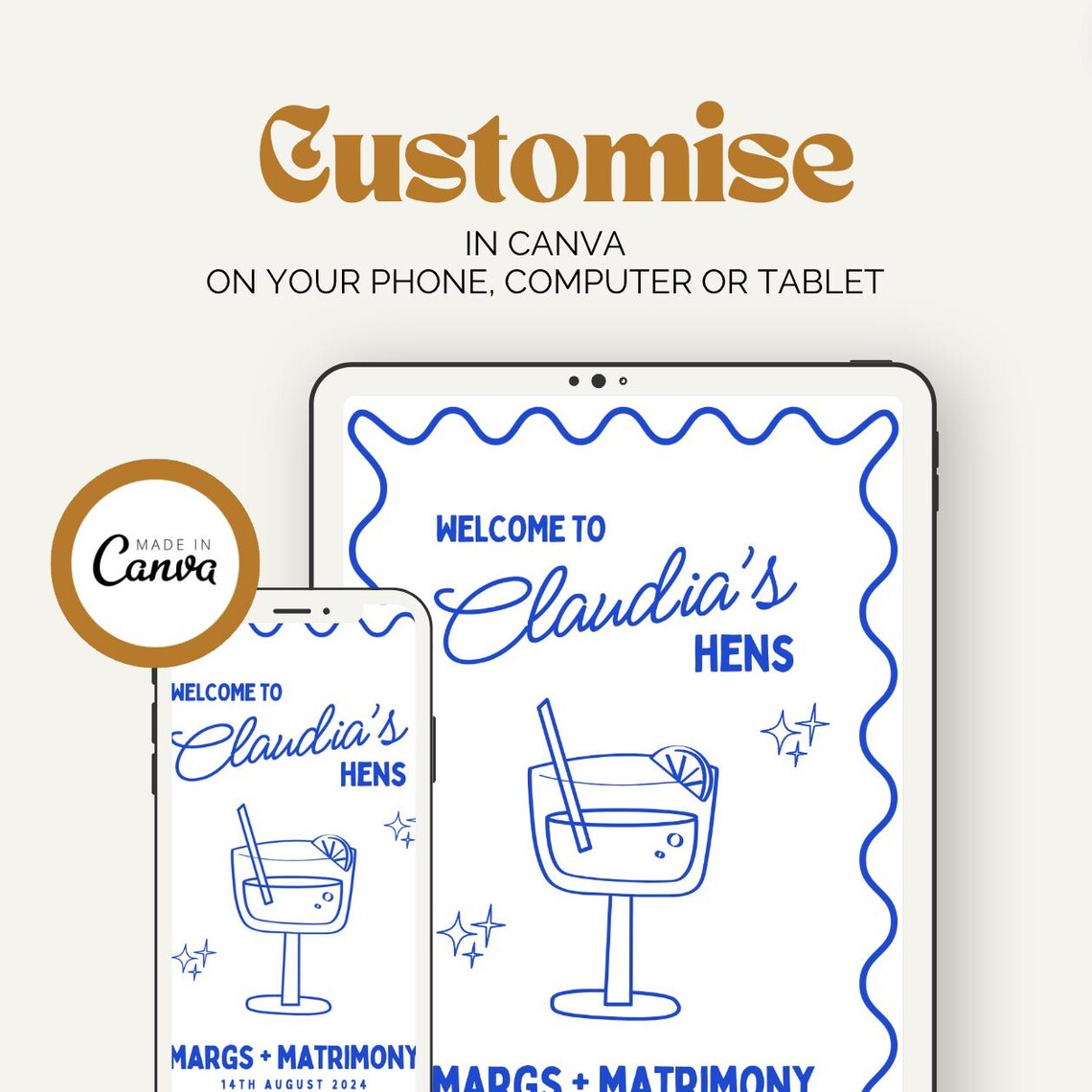 Wavy Border Hens Party Welcome Sign Template - Image 5