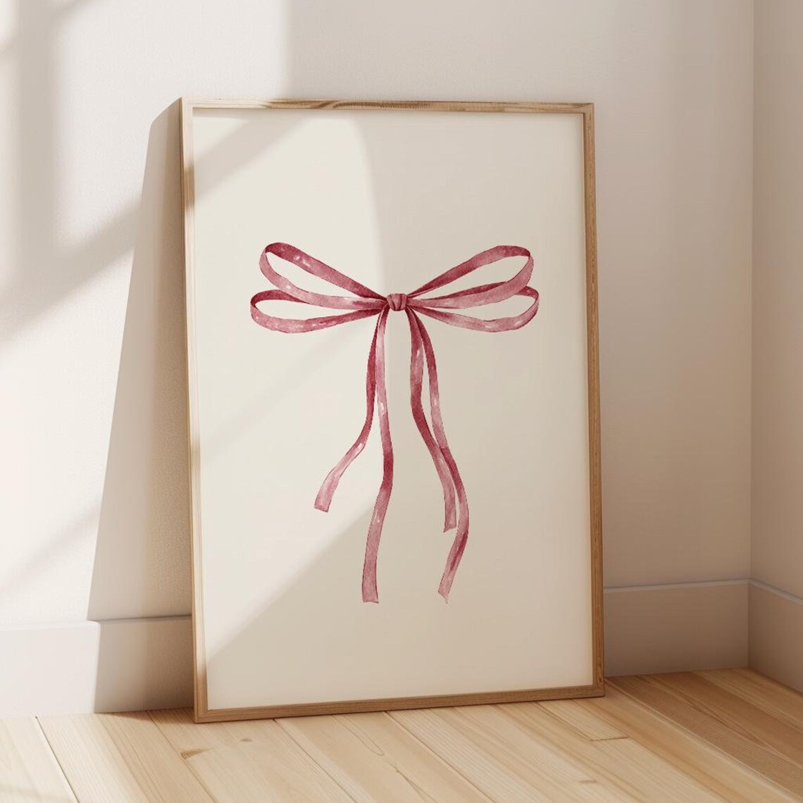 Dusty Pink Watercolor Ribbon Bow Coquette Balletcore Aesthetic Poster