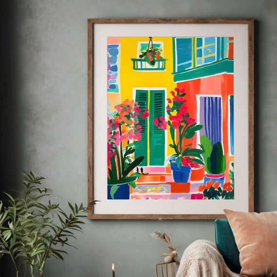 Colorful Mexican House Front Wall Art Bright And Cheerful Decor Vibrant Colorful Art Bold Illustration
