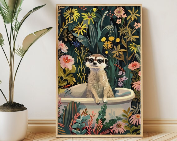 Meerkat Animal Kids Room Boho Jungle Art Print