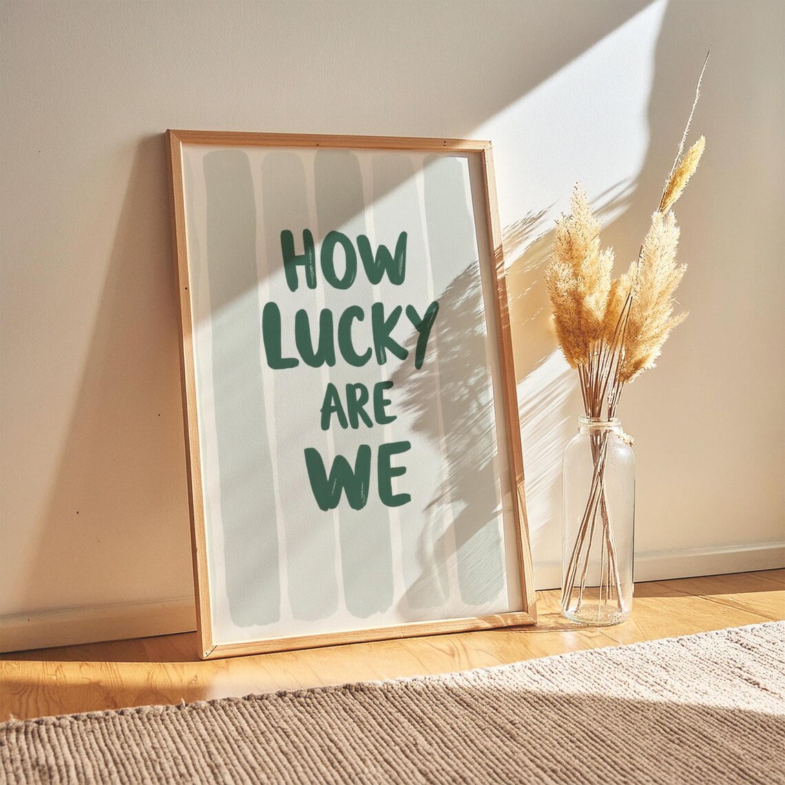 Green Stripe Positive Quote Art Print, Modern Decor