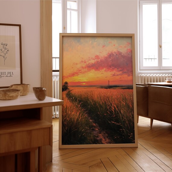 Impressionist Sunset Landscape Wall Art Vintage Oil Painting Print Framed Or Unframed Poster Timeless Home Office Dcor