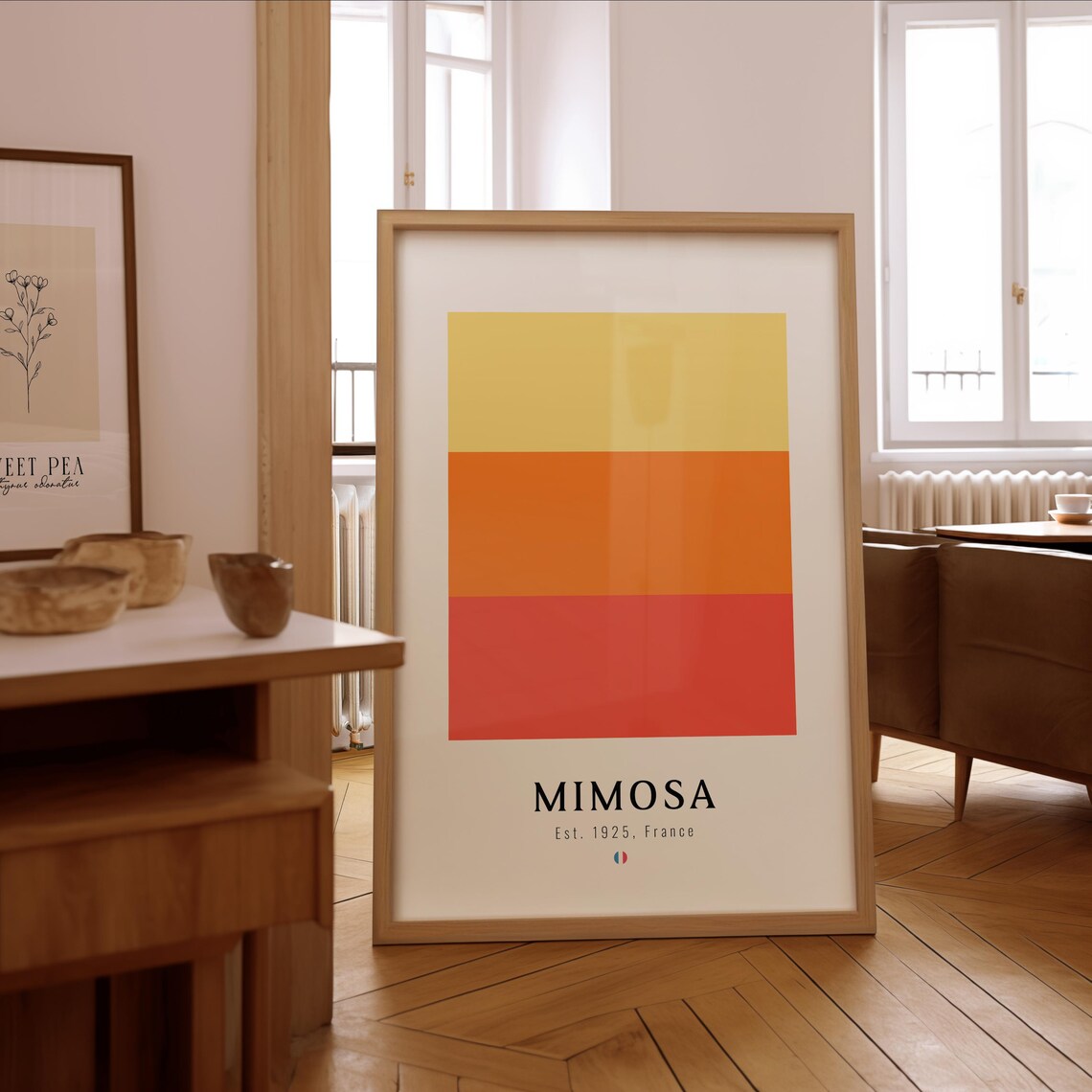 Mimosa Cocktail Art Print Minimalist Bar Wall Decor Framed Or Unframed Poster Gift For Mixologists