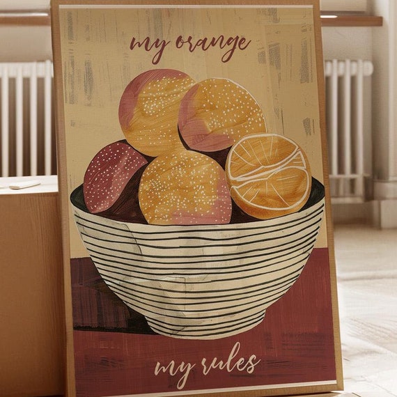 Naughty Wall Art Sexy Orange Print Playful Wall Decor Cheeky Art Print Vibrant Orange Decor Bold Wall Art Sassy Home Decor