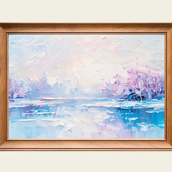 Frozen Lake Modern Abstract Painting Wall Art Print Frame Tv Art Tv