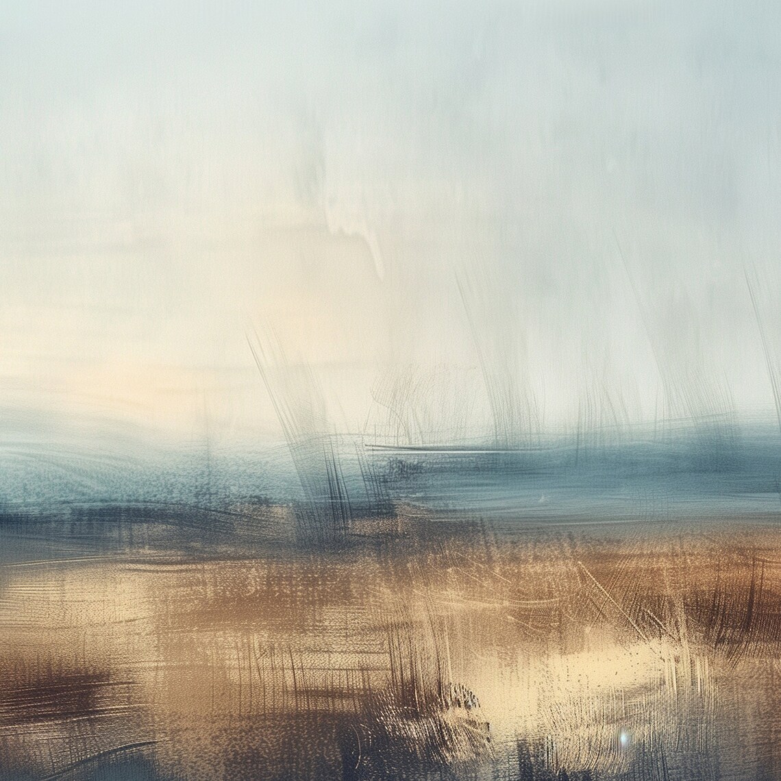 Abstract Tundra Landscape Minimalist Blue Gray Horizon Wall Art Poster - Image 6