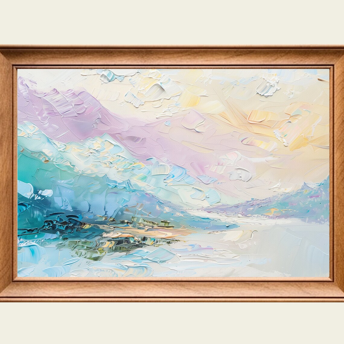 Pastel Mountain Lake Painting Lavender Teal Vista Dreamy Art Poster