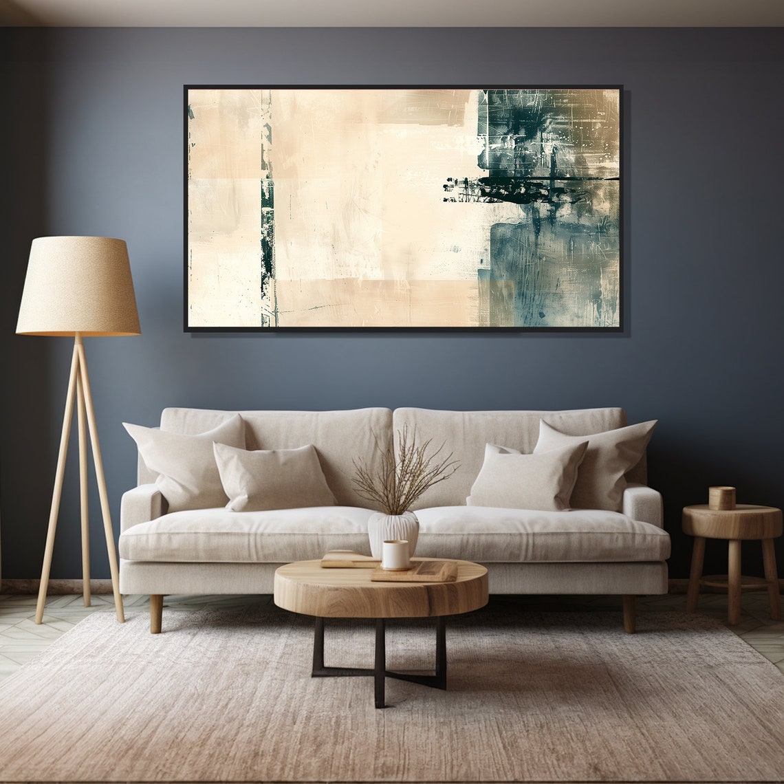 Gestural Beige Modern Abstract Painting Wall Art Print Frame Tv Art Tv - Image 6