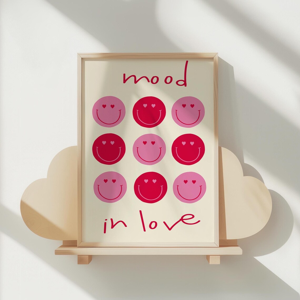 Mood in Love Smiley Faces Heart Eyes Kids Nursery Art Poster
