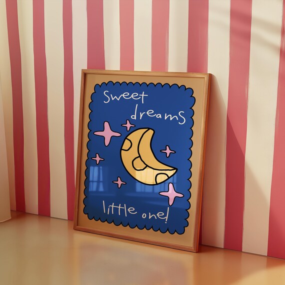 Sweet Dreams Colorful Print For Kids Wall Art Nursery Poster Room Decor Baby Shower Gift Playroom Quote